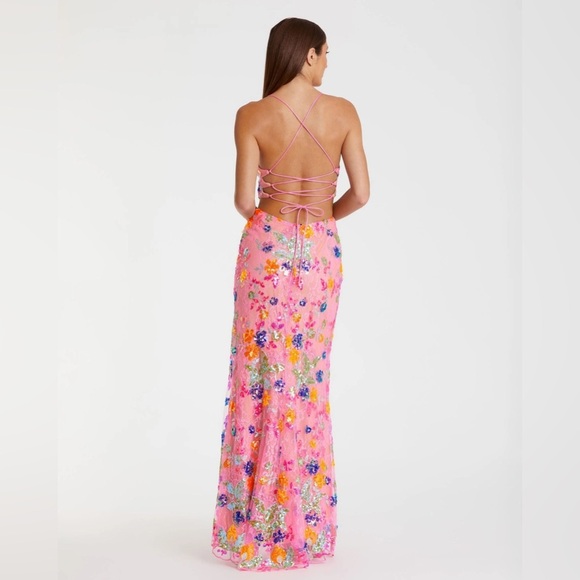 MAC DUGGAL 68067 Embellished Lace Strappy Column Gown - Picture 3 of 7